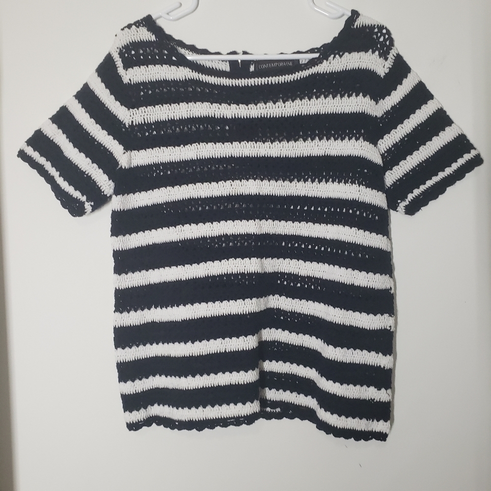 𝅺comptemporaine Coton boxy crochet knit sweater